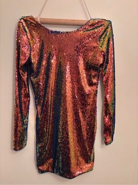 motel gabby sequin mini dress MOTEL DELUXE Gabby Sequin Dress in Iridescent Purple